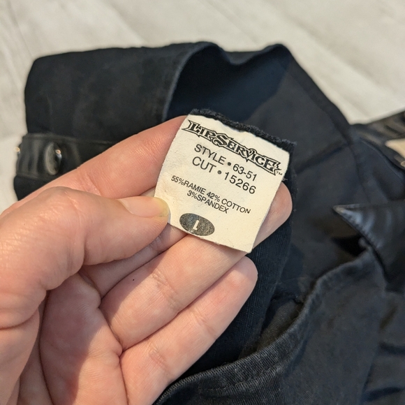 Lip Service Black Denim Snap Front Collared Shirt SIZE L - Picture 4 of 4